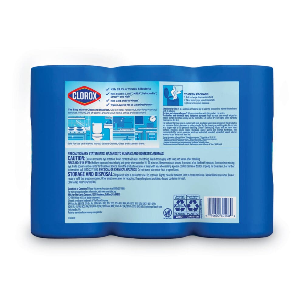 Disinfecting Wipes, 1-Ply, 7 x 8, Fresh Scent/Citrus Blend, White, 75/Canister, 3 Canisters/Pack - Image 10