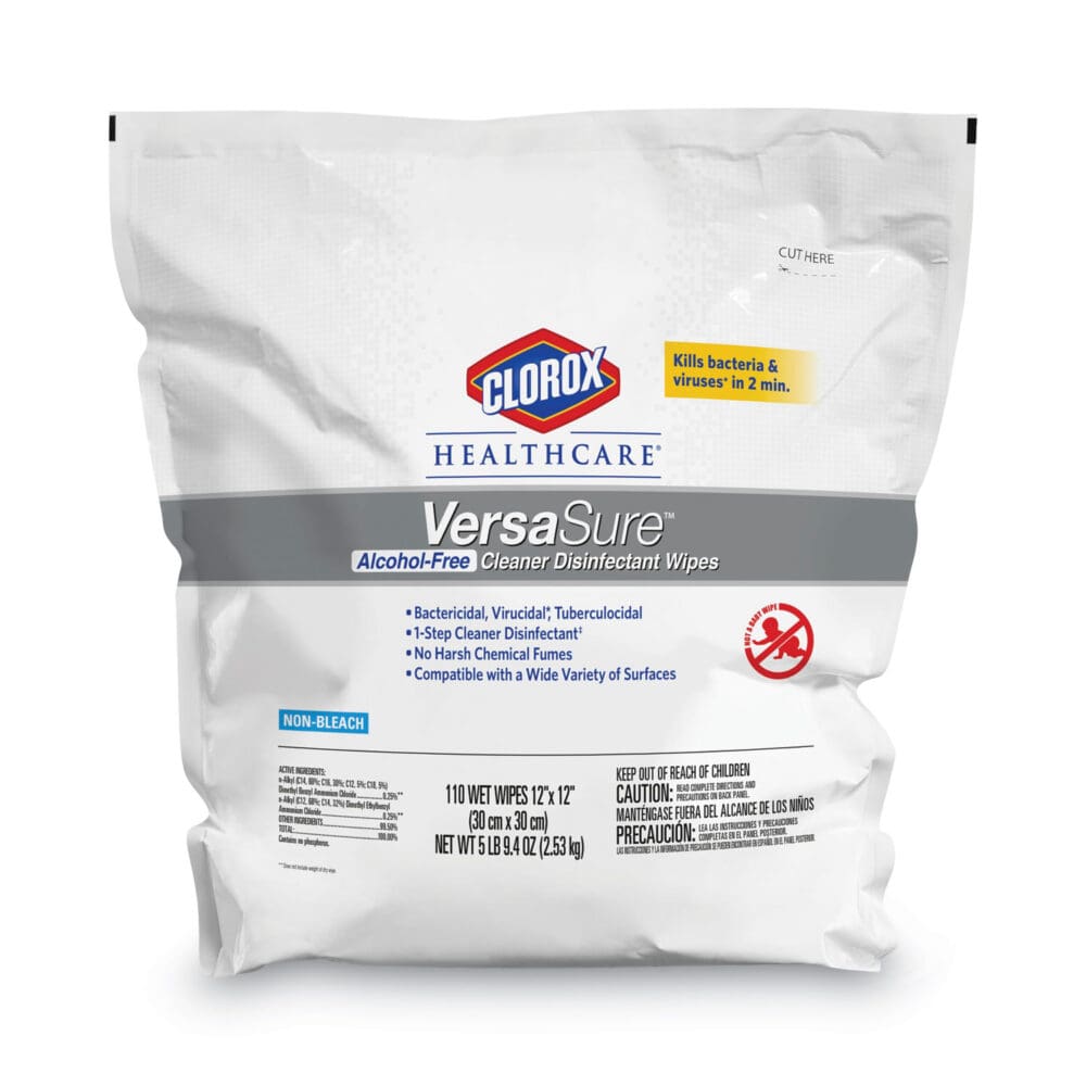 VersaSure Cleaner Disinfectant Wipes, 1-Ply, 12 x 12, Fragranced, White, 110/Pouch, 2 Pouches/Carton - Image 10