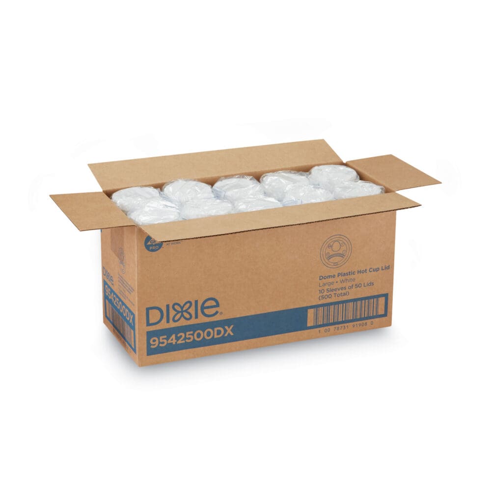 White Dome Lid Fits 10 oz to 16 oz Perfectouch Cups, 12 oz to 20 oz Hot Cups, WiseSize, 500/Carton - Image 4