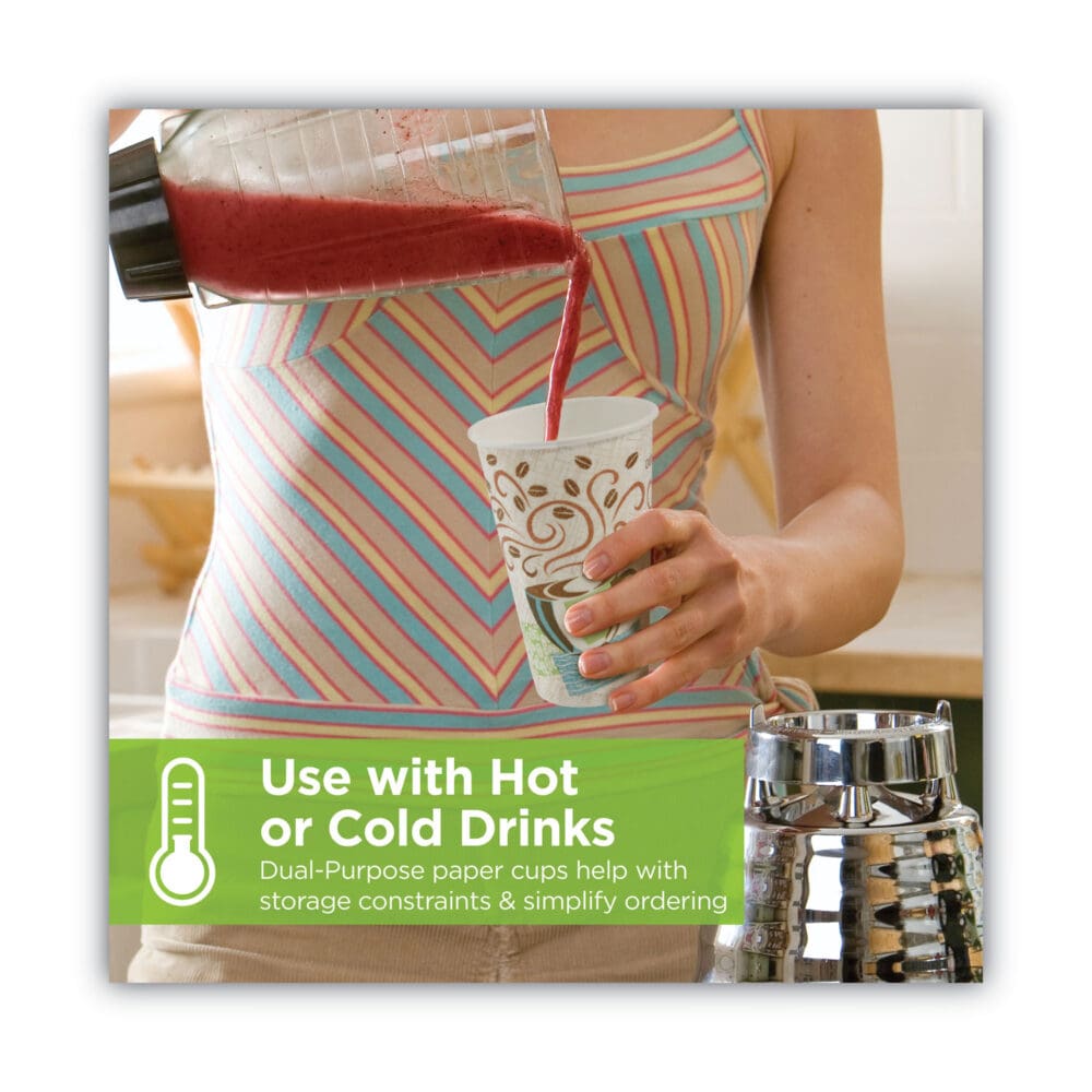 PerfecTouch Paper Hot Cups and Lids Combo, 10 oz, Multicolor, 50 Cups/Lids/Pack - Image 8