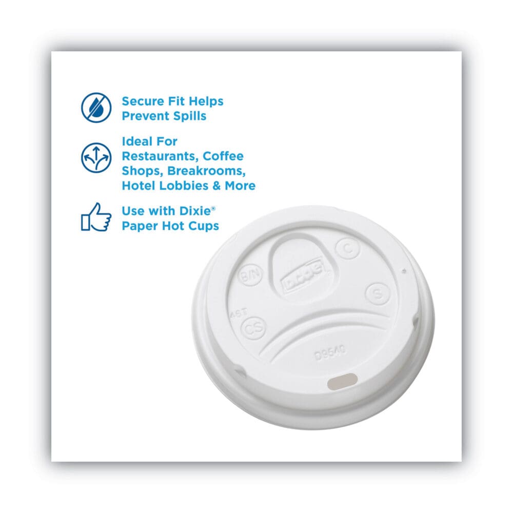 Sip-Through Dome Hot Drink Lids, Fits 10 oz Cups, White, 100/Pack - Image 2