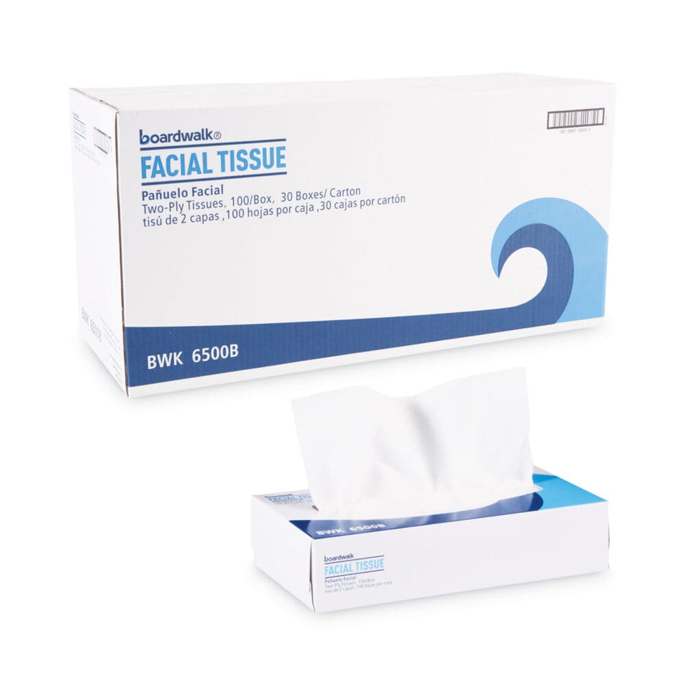 Office Packs Facial Tissue, 2-Ply, White, Flat Box, 100 Sheets/Box, 30 Boxes/Carton - Image 4
