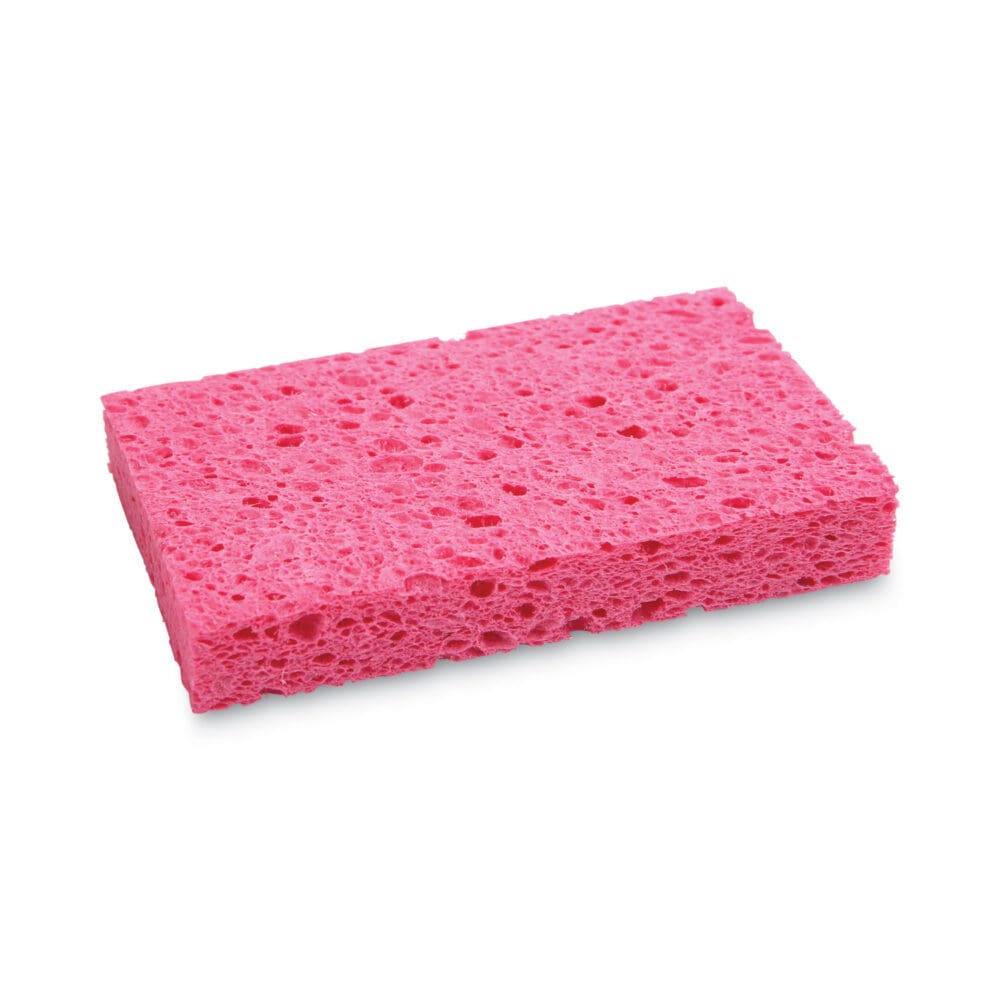 Small Cellulose Sponge, 3.6 x 6.5, 0.9" Thick, Pink, 2/Pack, 24 Packs/Carton - Image 3