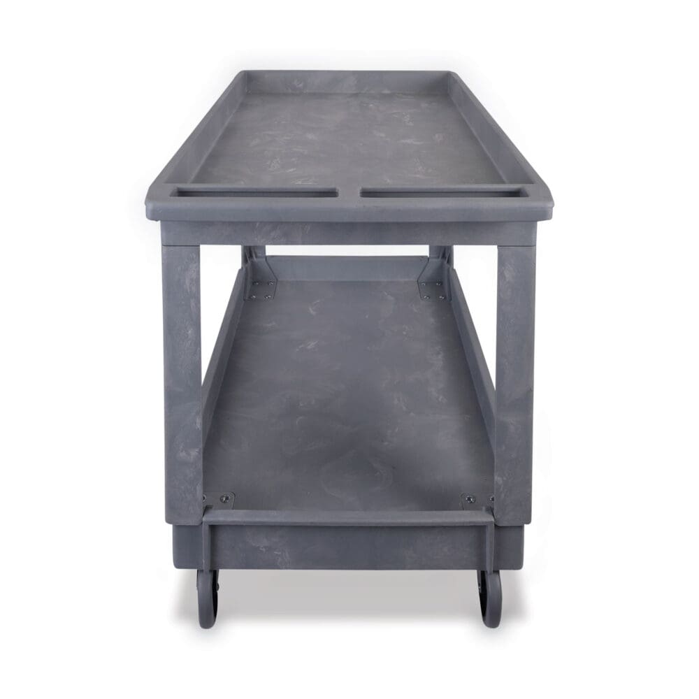 Two-Shelf Utility Cart, Plastic, 2 Shelves, 300 lb Capacity, 24" x 40" x 31.5", Gray - Image 2