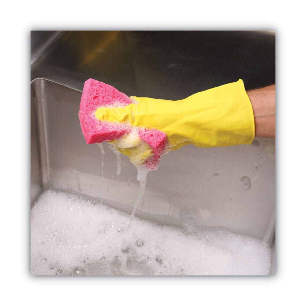 Small Cellulose Sponge, 3.6 x 6.5, 0.9" Thick, Pink, 2/Pack, 24 Packs/Carton - Image 4