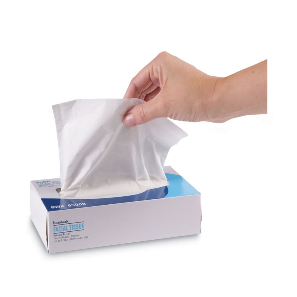 Office Packs Facial Tissue, 2-Ply, White, Flat Box, 100 Sheets/Box, 30 Boxes/Carton - Image 3