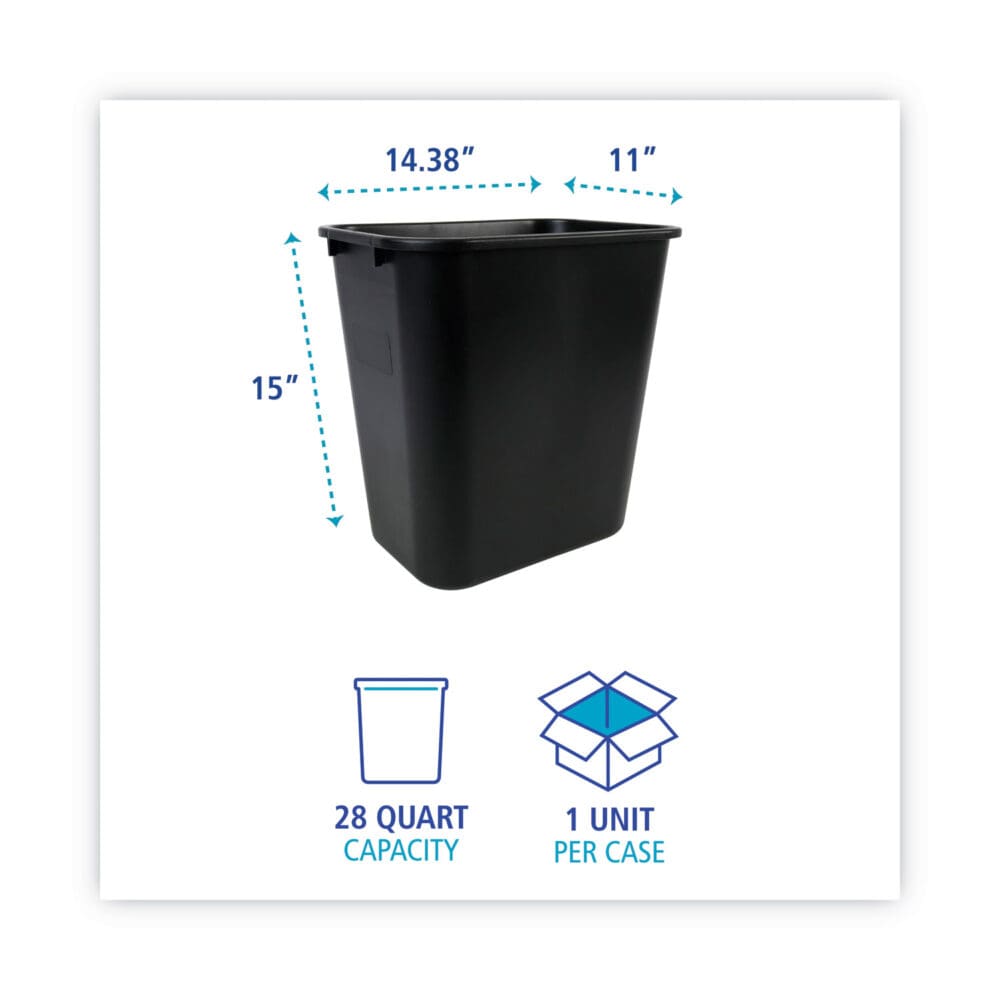 Soft-Sided Wastebasket, 28 qt, Plastic, Black - Image 2