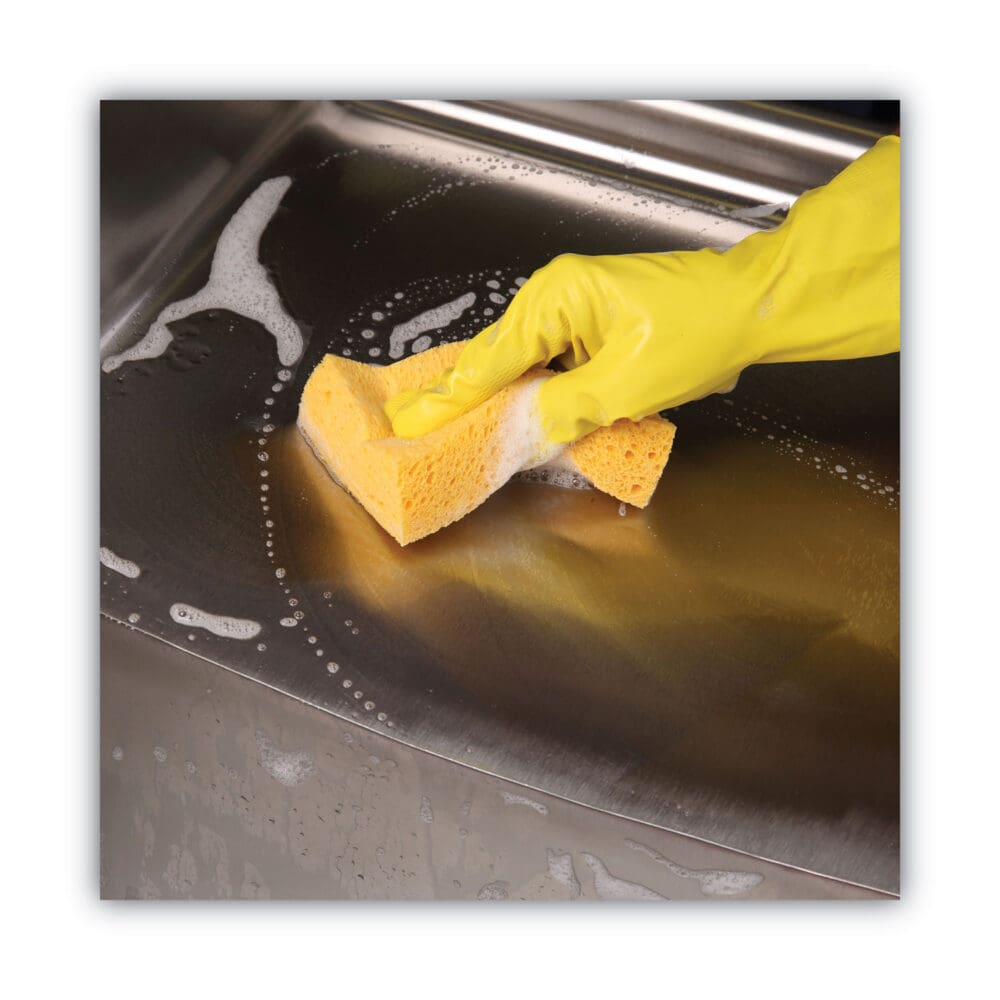 Medium Cellulose Sponge, 3.67 x 6.08, 1.55" Thick, Yellow, 24/Carton - Image 2