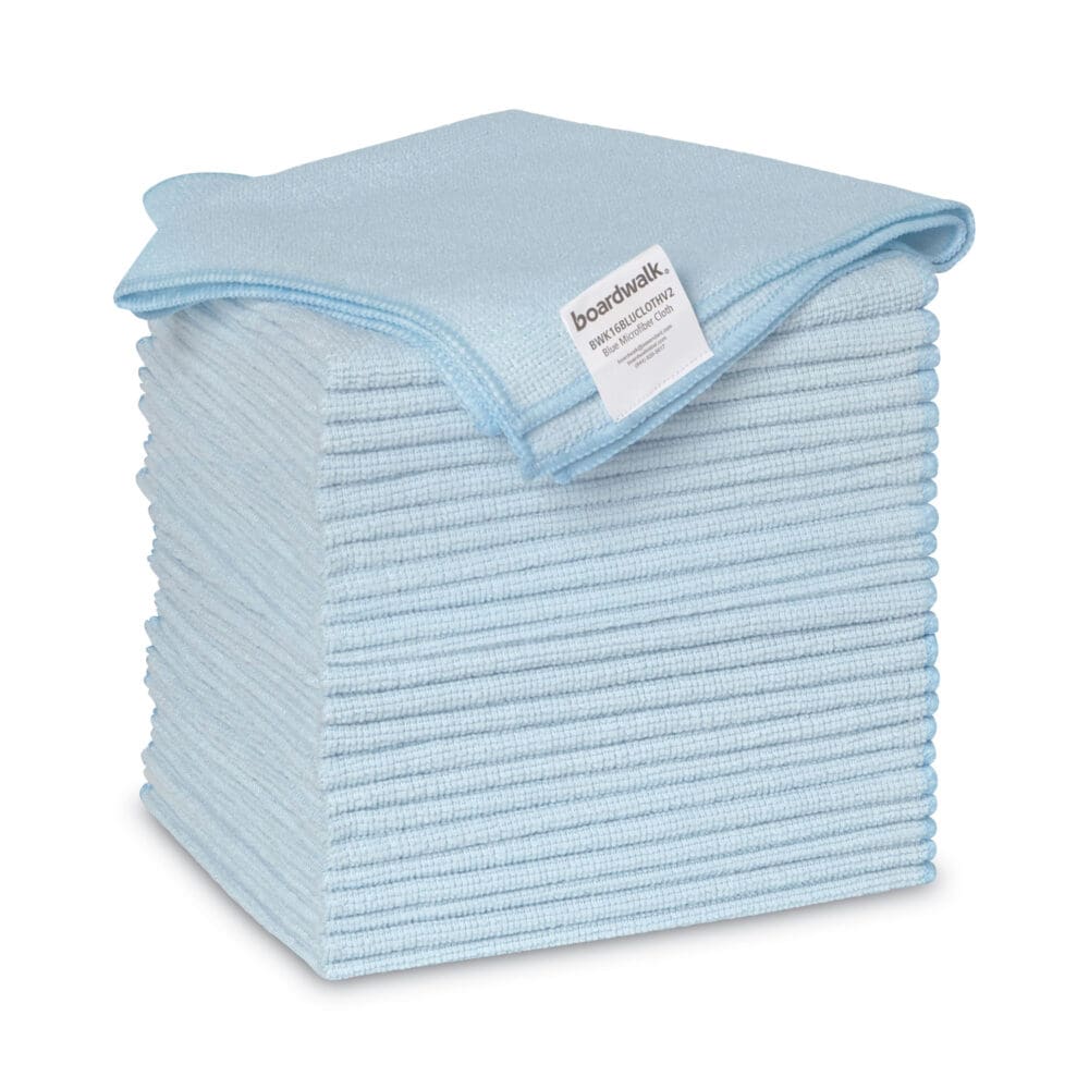 Microfiber Cleaning Cloths, 16 x 16, Blue, 24/Pack - Image 4