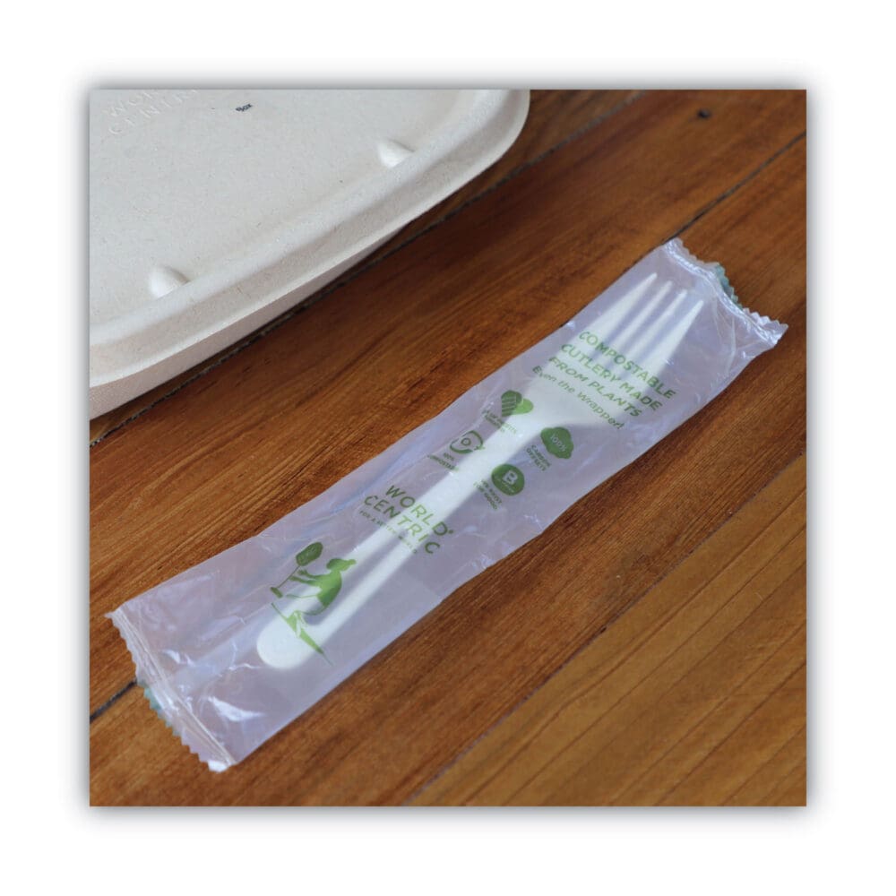 TPLA Compostable Cutlery, Fork, 6.3", White, 750/Carton - Image 2