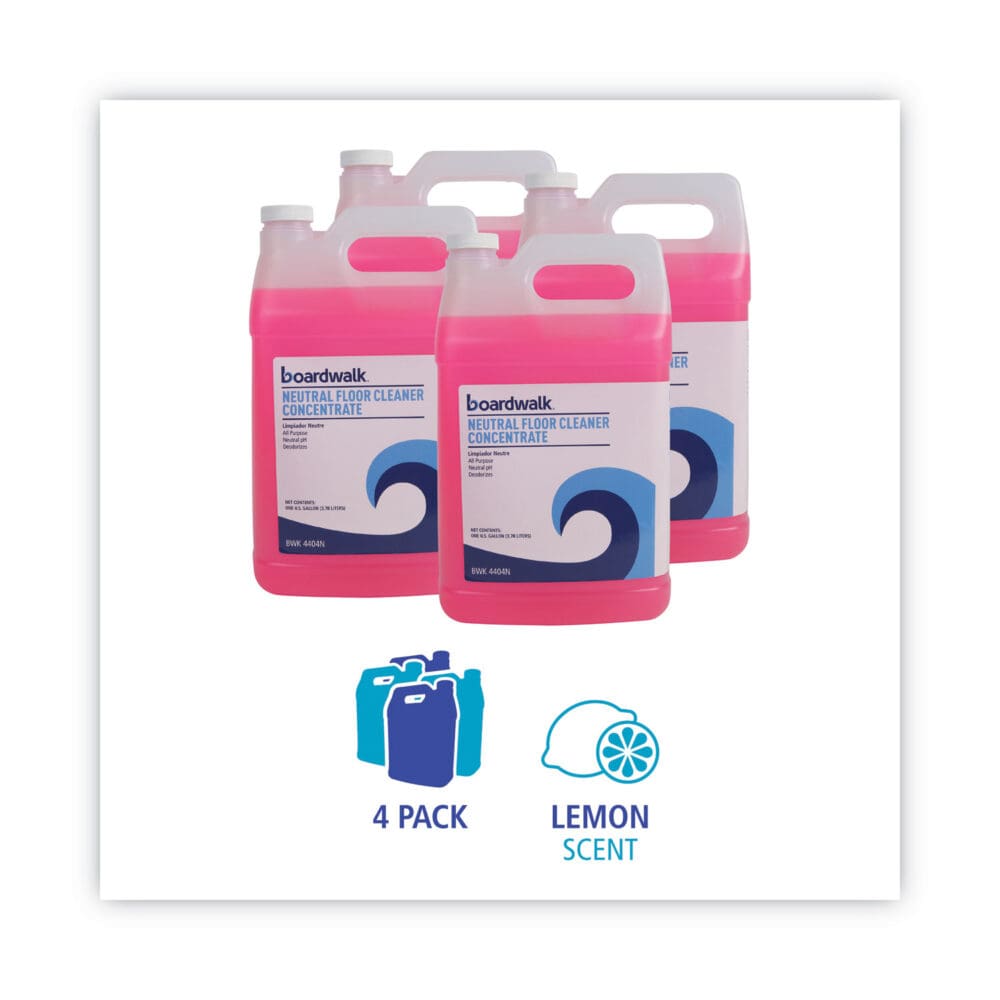 Neutral Floor Cleaner Concentrate, Lemon Scent, 1 gal Bottle, 4/Carton - Image 5