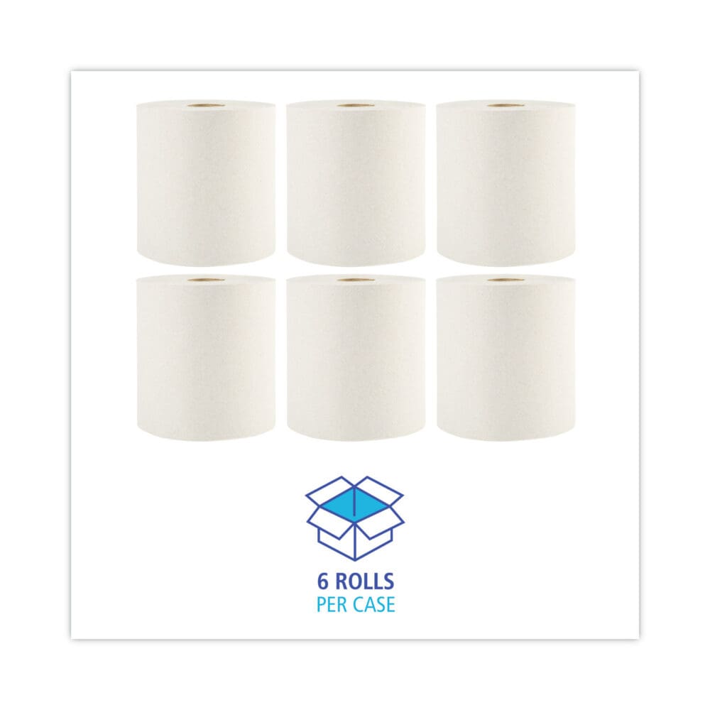 Boardwalk Green Universal Roll Towels, 1-Ply, 8" x 800 ft, Natural, 6 Rolls/Carton - Image 2