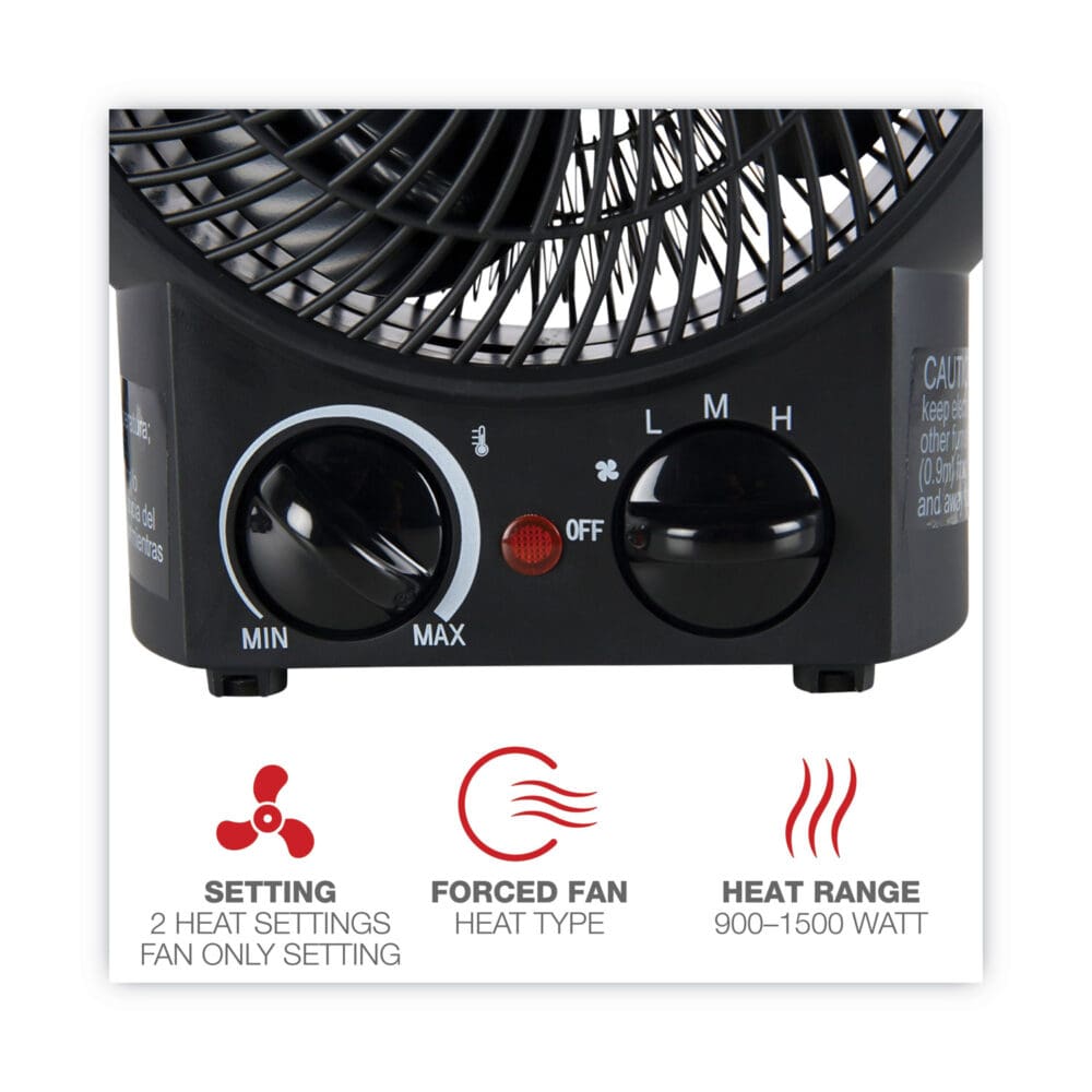 Heater Fan, 1,500 W, 8.25 x 4.37 x 9.5, Black - Image 4