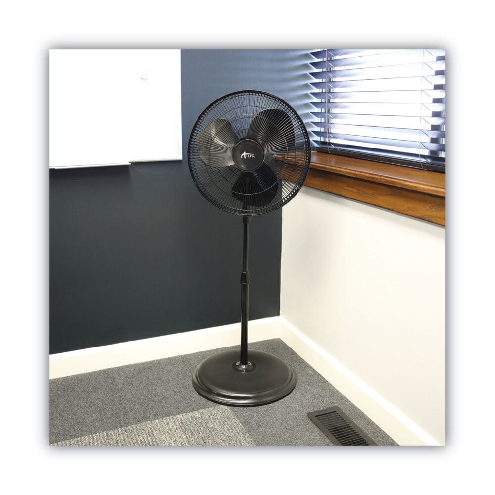16" 3-Speed Oscillating Pedestal Stand Fan, Metal, Plastic, Black - Image 3