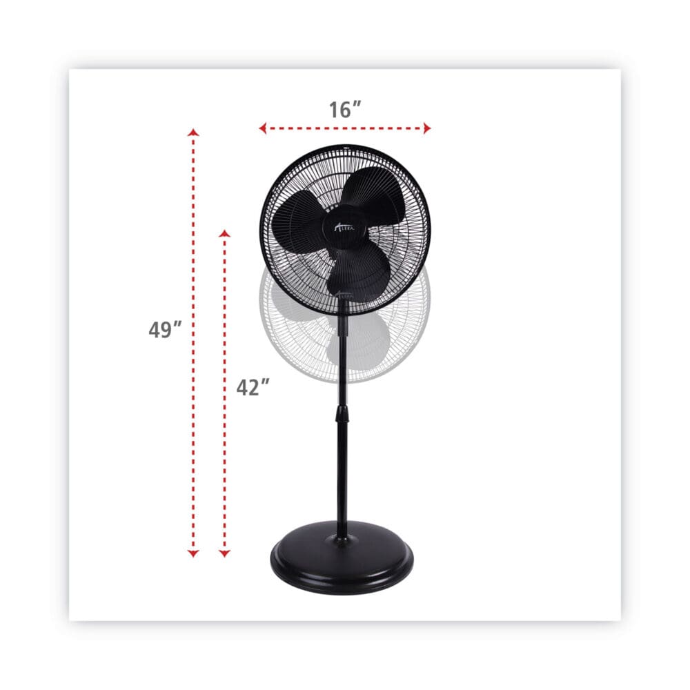16" 3-Speed Oscillating Pedestal Stand Fan, Metal, Plastic, Black - Image 5