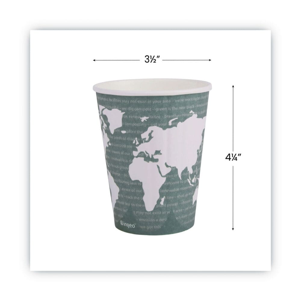 World Art Renewable and Compostable Insulated Hot Cups, PLA, 12 oz, 40/Packs, 15 Packs/Carton - Image 2