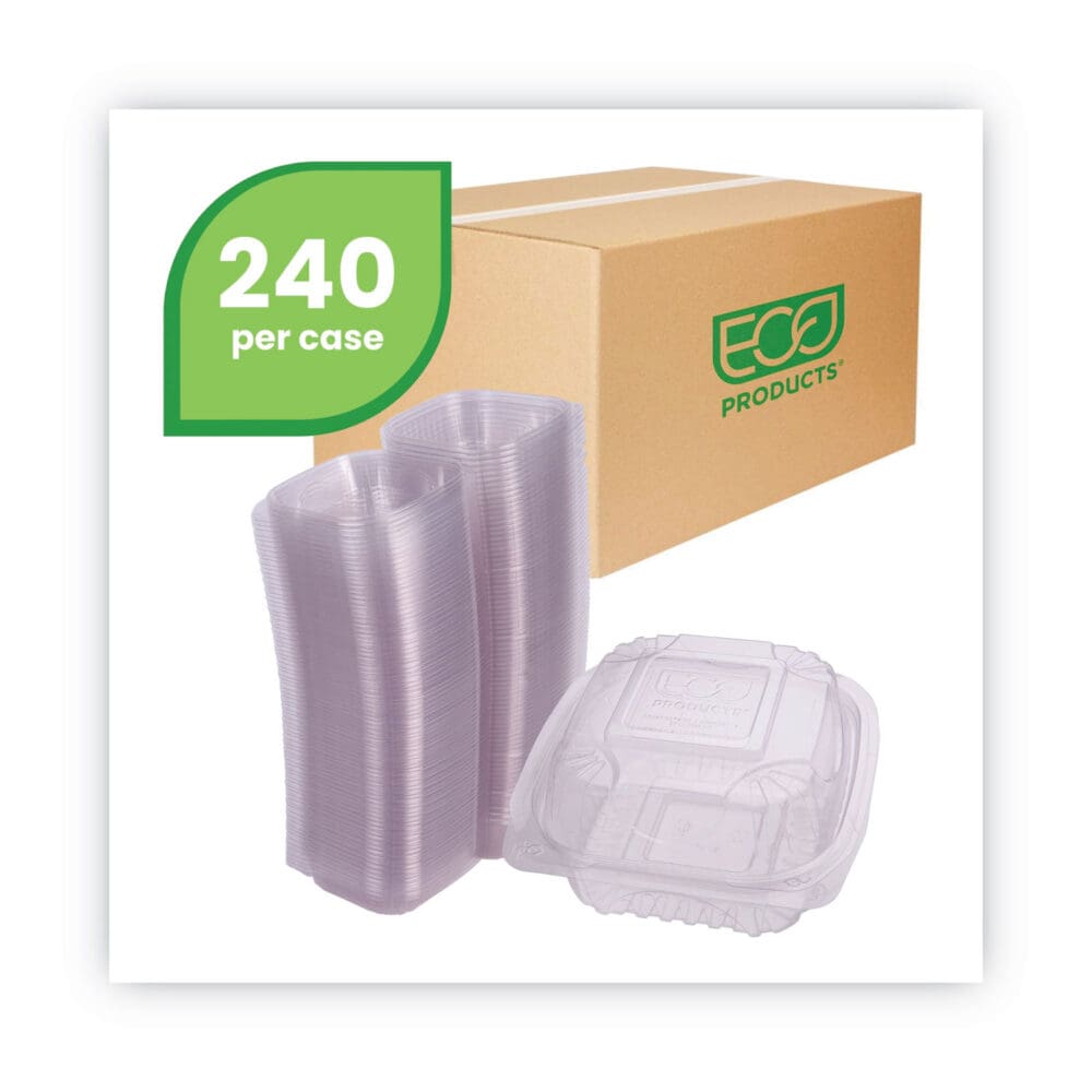 Clear Clamshell Hinged Food Containers, 6 x 6 x 3, Plastic, 80/Pack, 3 Packs/Carton - Image 2