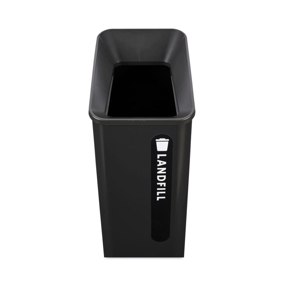 Sustain Decorative Refuse with Recycling Lid, 15 gal, Metal/Plastic, Black - Image 3