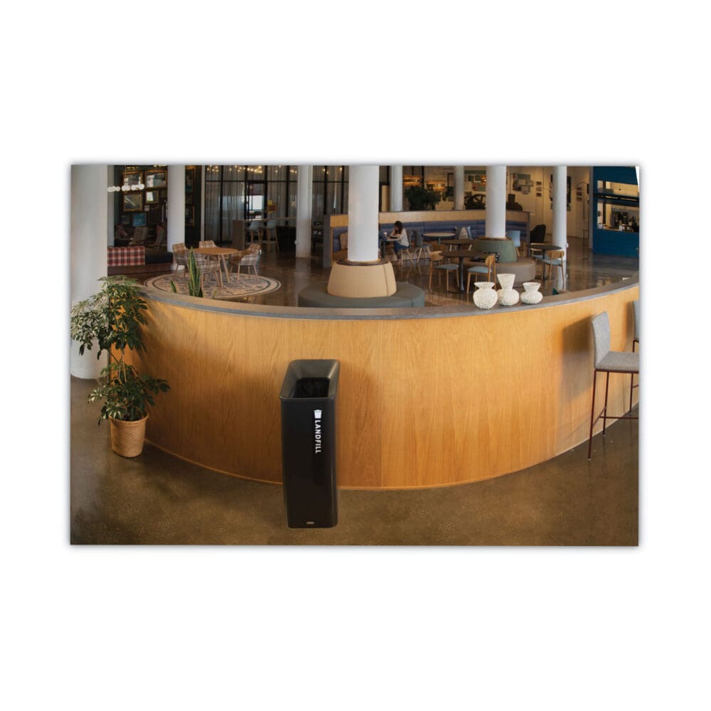 Sustain Decorative Refuse with Recycling Lid, 15 gal, Metal/Plastic, Black - Image 4