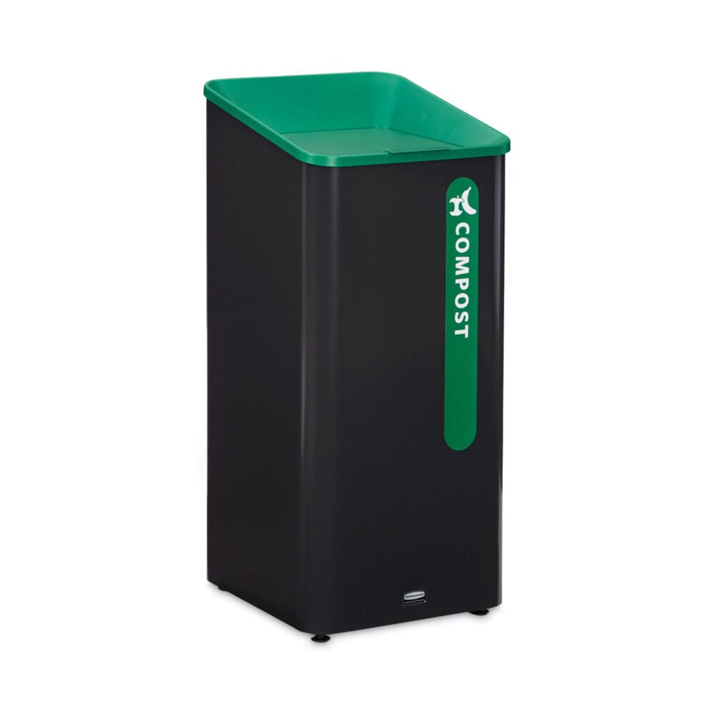 Sustain Decorative Refuse with Recycling Lid, 23 gal, Metal/Plastic, Black/Green - Image 5