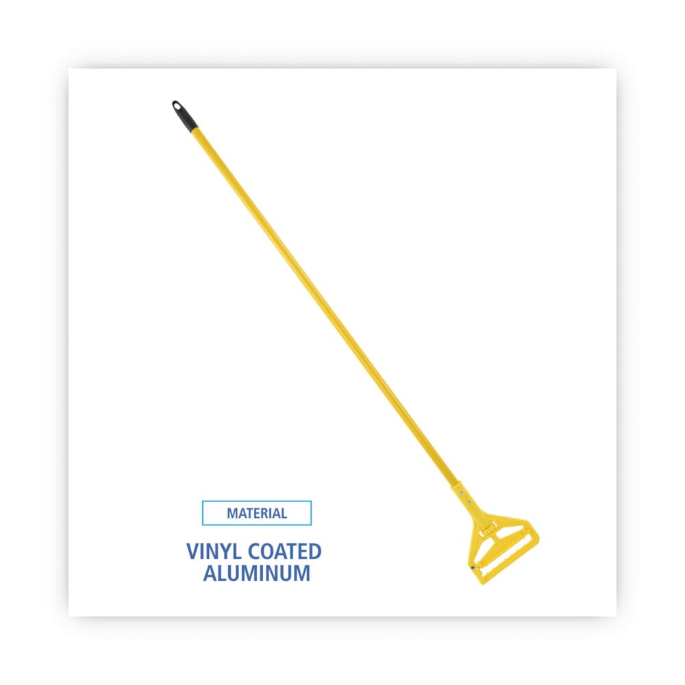 Quick Change Side-Latch Plastic Mop Head Handle, 60" Aluminum Handle, Yellow - Image 3