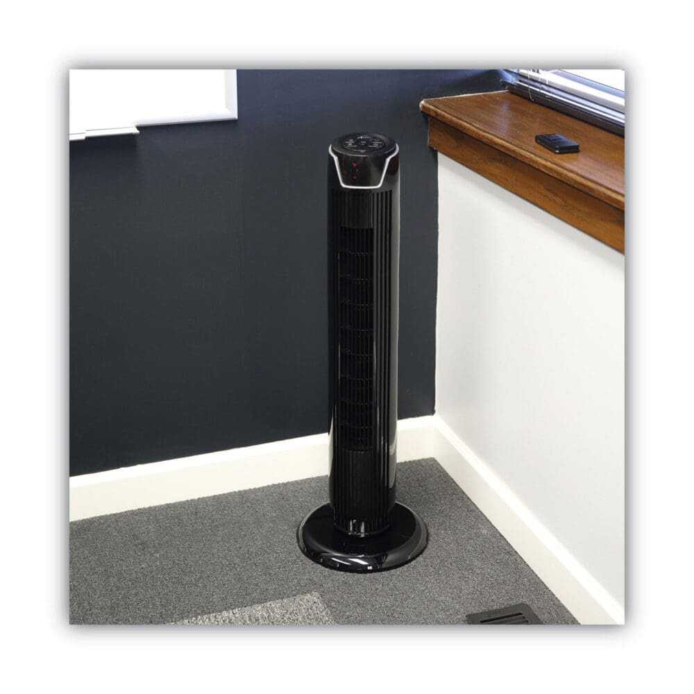 36" 3-Speed Oscillating Tower Fan with Remote Control, Plastic, Black - Image 3