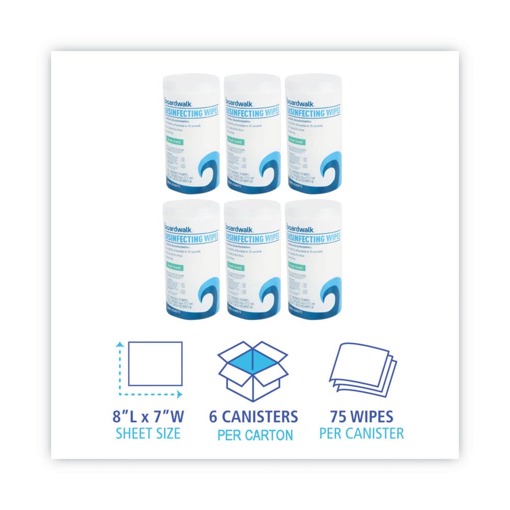 Disinfecting Wipes, 7 x 8, Fresh Scent, 75/Canister, 6 Canisters/Carton - Image 5