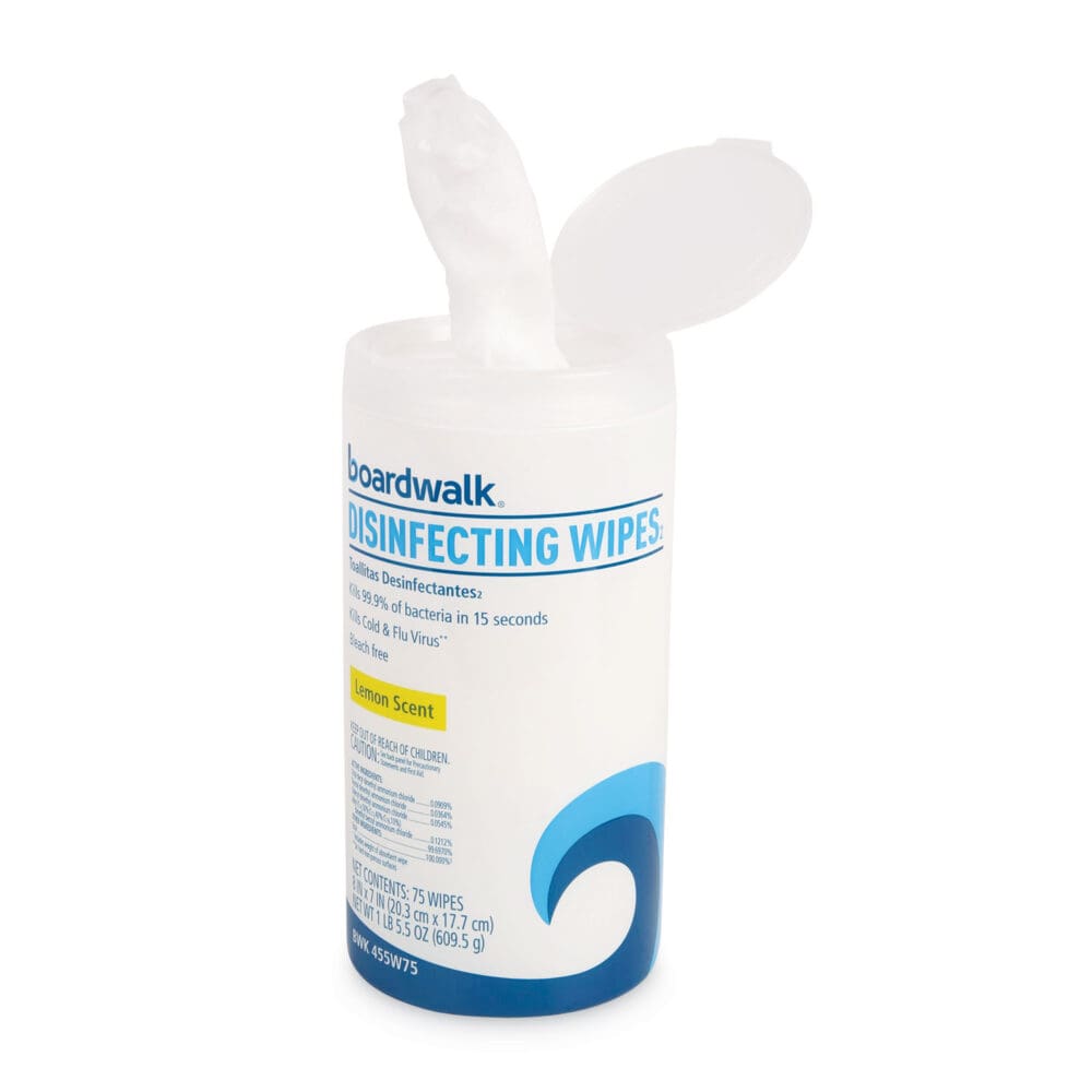 Disinfecting Wipes, 7 x 8, Lemon Scent, 75/Canister, 12 Canisters/Carton - Image 3