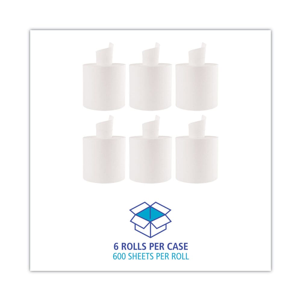 Center-Pull Roll Towels, 2-Ply, 10 x 7.6, White, 600/Roll, 6/Carton - Image 2