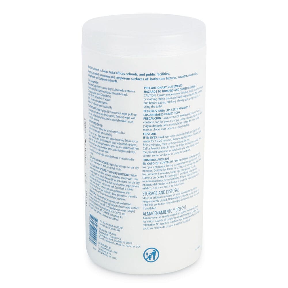 Disinfecting Wipes, 7 x 8, Lemon Scent, 75/Canister, 12 Canisters/Carton - Image 2