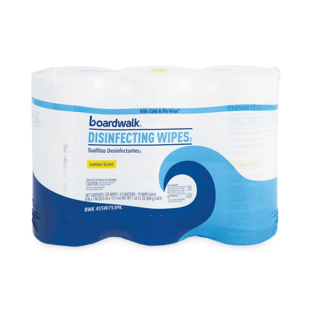 Disinfecting Wipes, 7 x 8, Lemon Scent, 75/Canister, 12 Canisters/Carton - Image 5