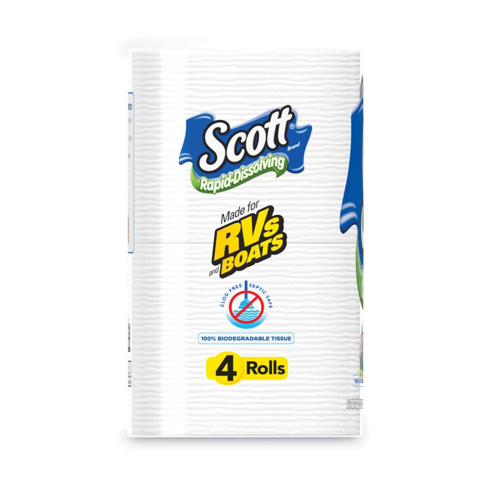 Rapid-Dissolving Toilet Paper, Bath Tissue, Septic Safe, 1-Ply, White, 231 Sheets/Roll, 4/Rolls/Pack, 12 Packs/Carton - Image 2