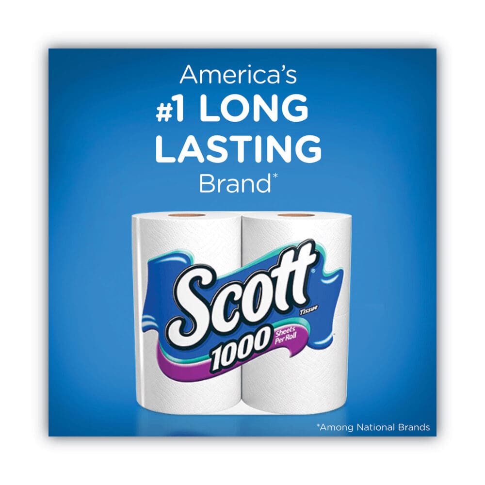 Standard Roll Bathroom Tissue, Septic Safe, 1-Ply, White, 1,000 Sheets/Roll, 20/Pack, 2 Packs/Carton - Image 8