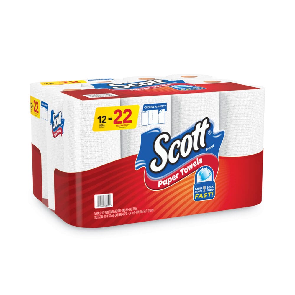 Choose-A-Sheet Mega Kitchen Roll Paper Towels, White, 1-Ply, 6.5 x 11, 102 Sheets/Roll, 12 Rolls/Pack - Image 11
