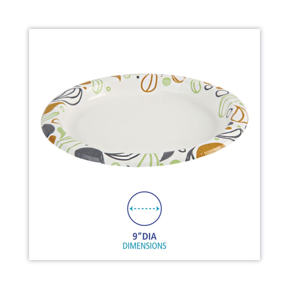 Deerfield Printed Paper Plates, 9" dia, Coated/Soak Proof, Multicolor, 125/Pack, 8 Packs/Carton - Image 3