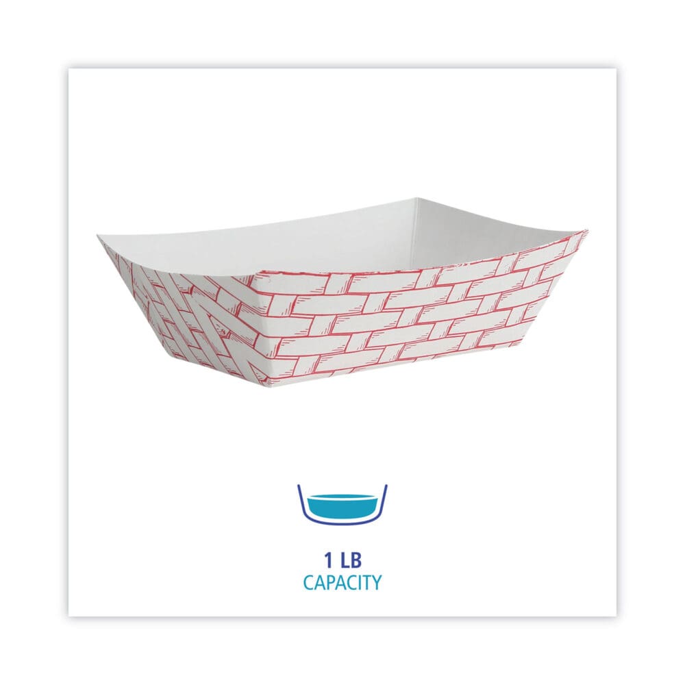Paper Food Baskets, 1 lb Capacity, Red/White, 1,000/Carton - Image 7