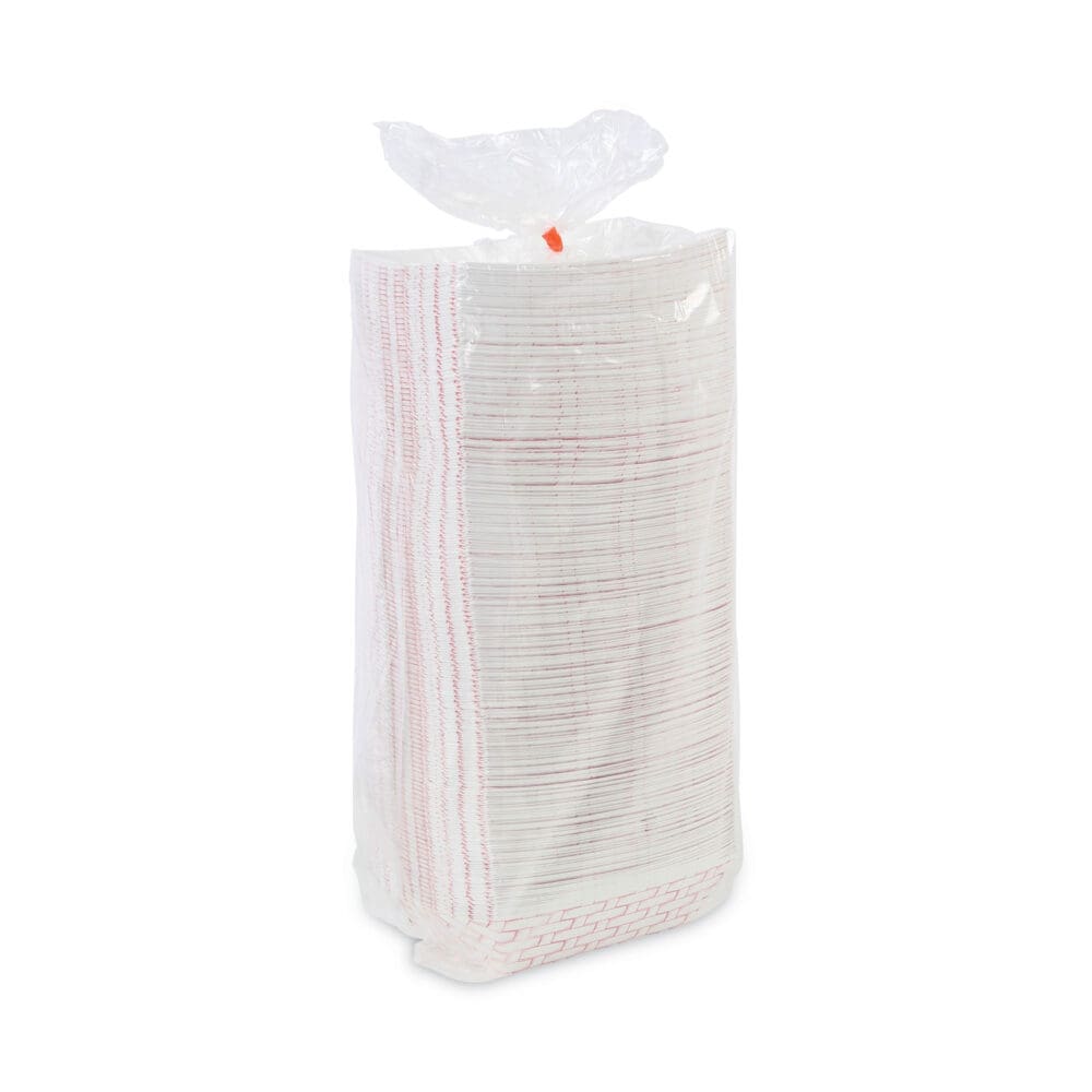 Paper Food Baskets, 3 lb Capacity, Red/White, 500/Carton - Image 6
