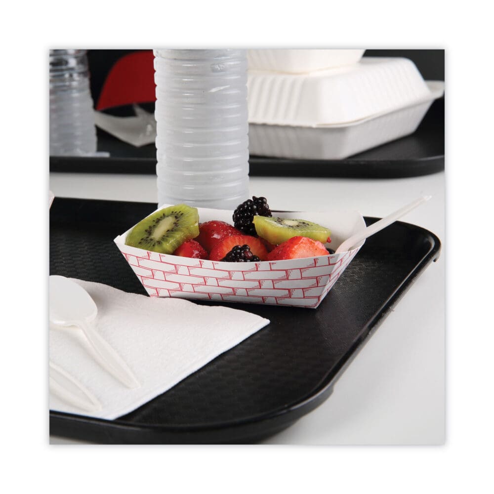 Paper Food Baskets, 1 lb Capacity, Red/White, 1,000/Carton - Image 3
