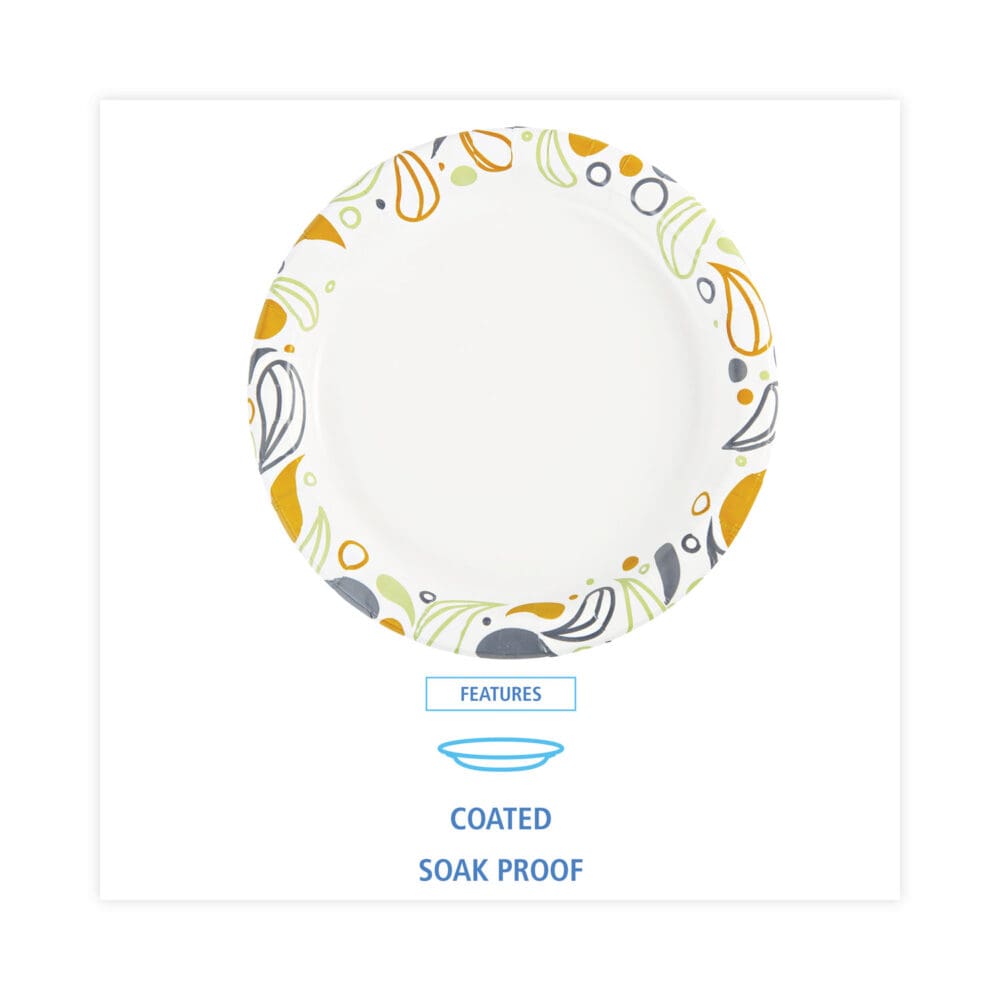 Deerfield Printed Paper Plates, 9" dia, Coated/Soak Proof, Multicolor, 125/Pack, 8 Packs/Carton - Image 4