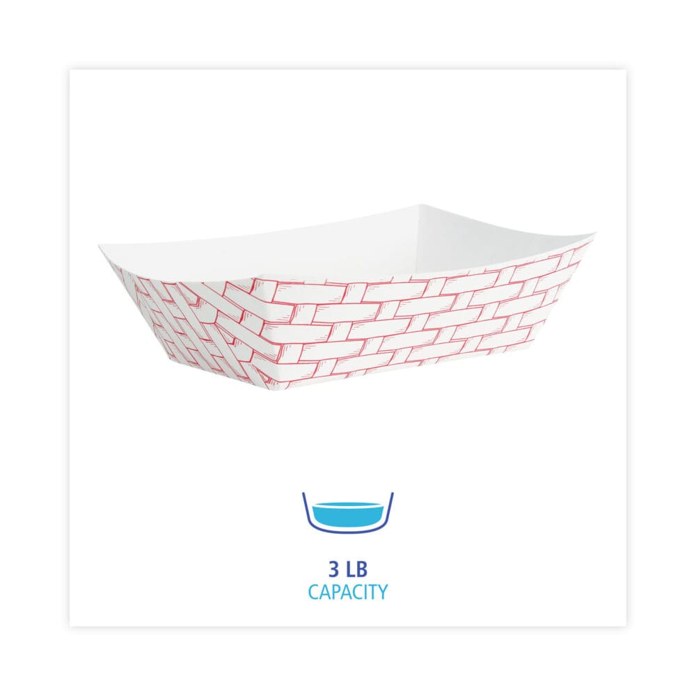 Paper Food Baskets, 3 lb Capacity, Red/White, 500/Carton - Image 7