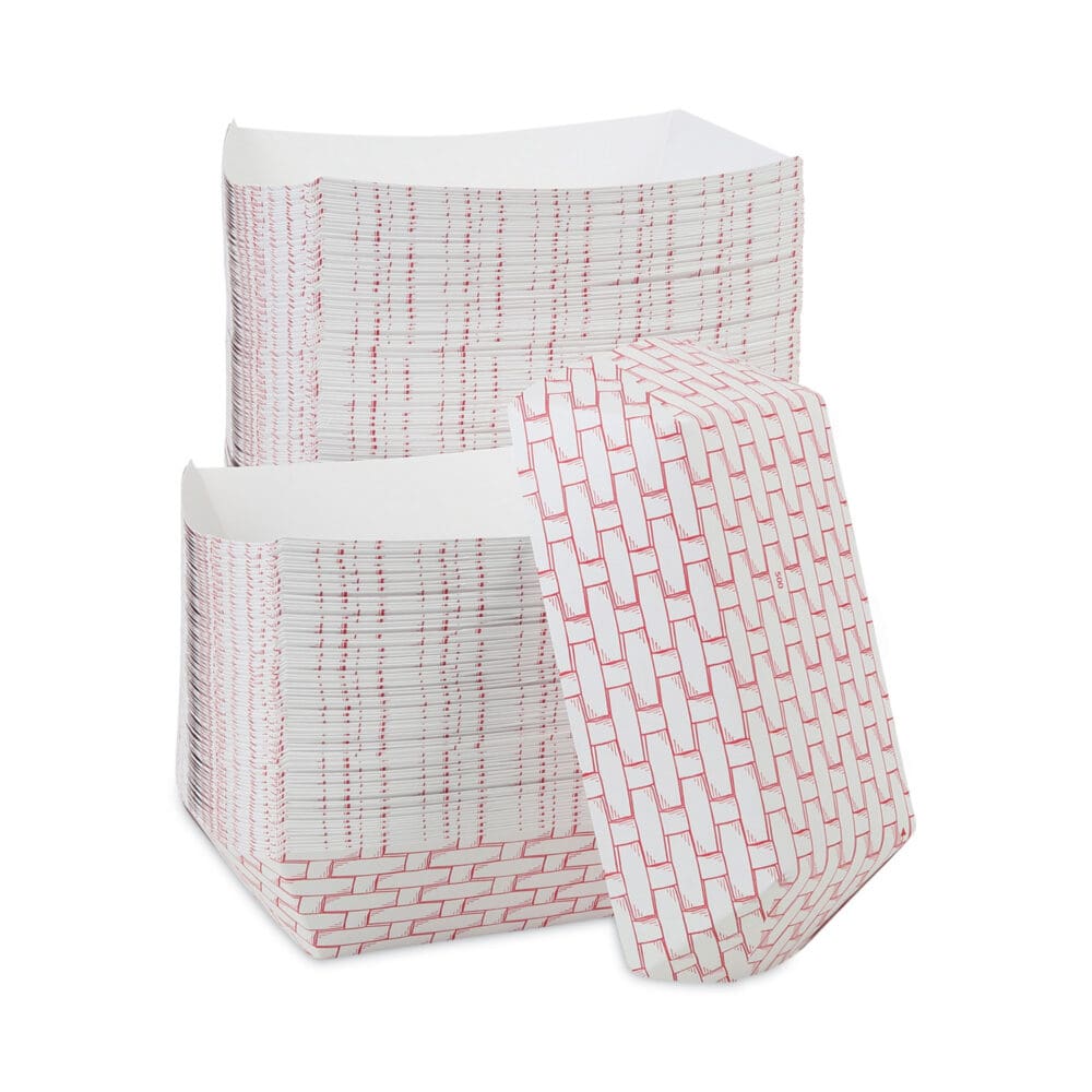 Paper Food Baskets, 5 lb Capacity, Red/White, 500/Carton - Image 2