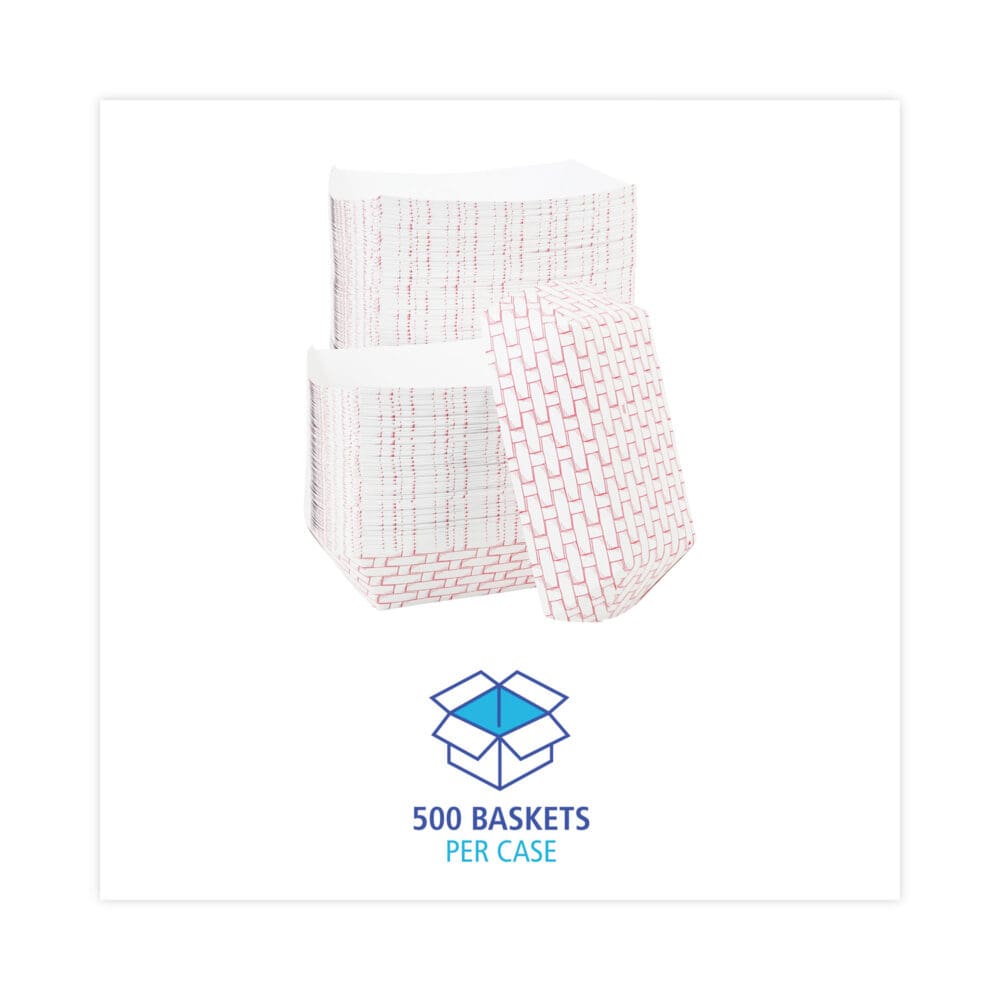 Paper Food Baskets, 5 lb Capacity, Red/White, 500/Carton - Image 5
