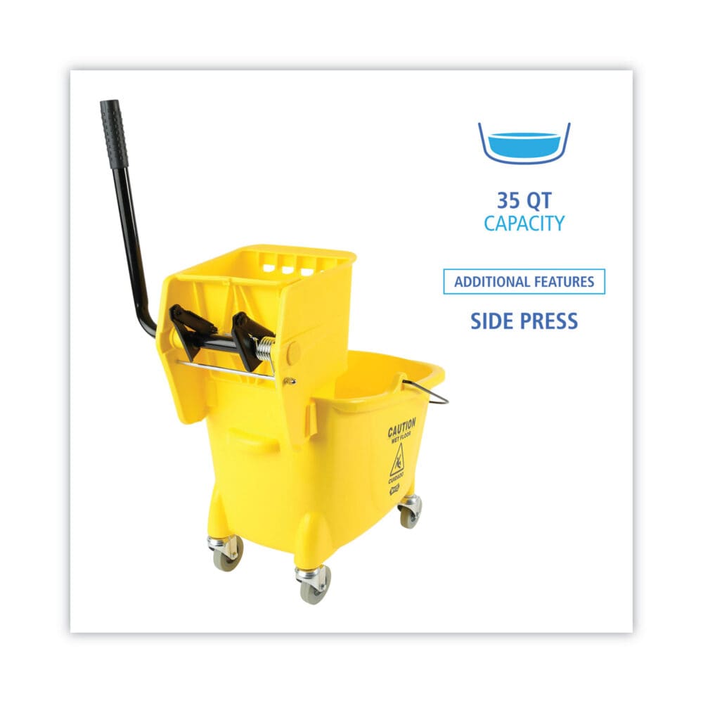 Pro-Pac Side-Squeeze Wringer/Bucket Combo, 8.75 gal, Yellow/Silver - Image 2