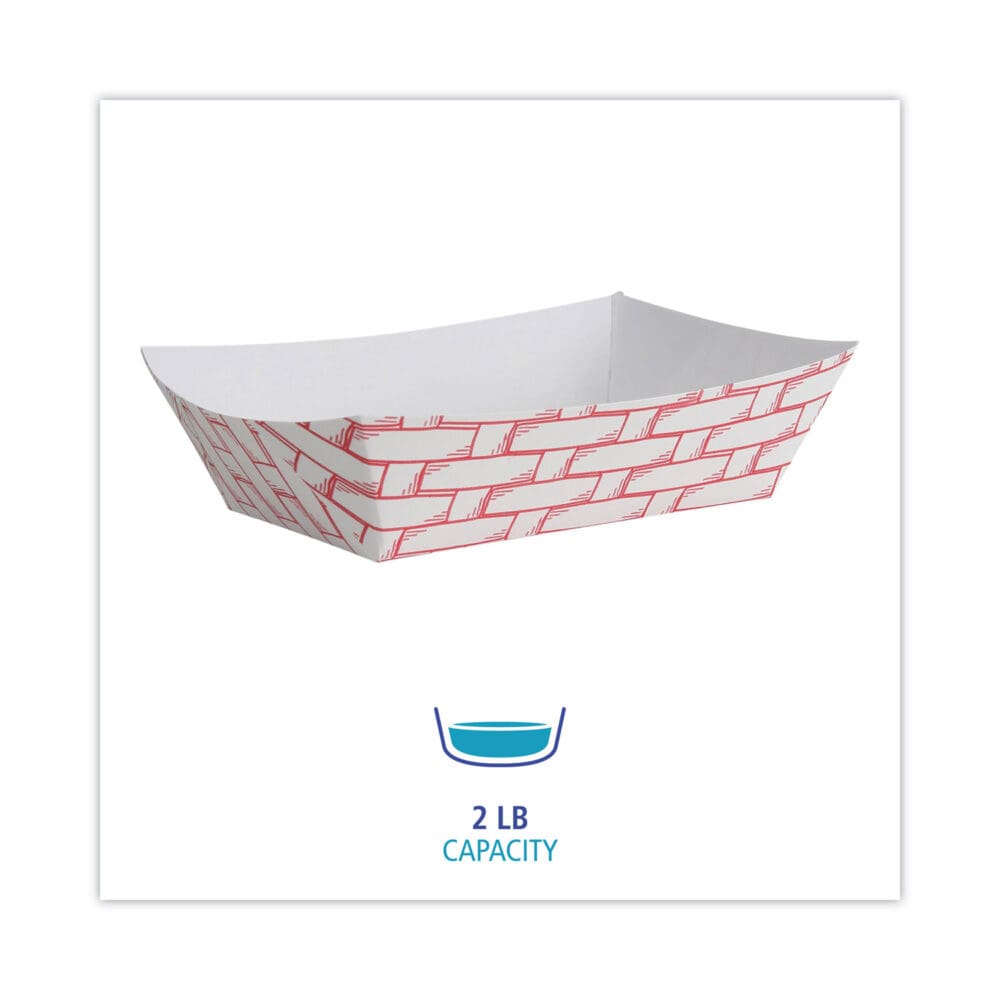 Paper Food Baskets, 2 lb Capacity, Red/White, 1,000/Carton - Image 8