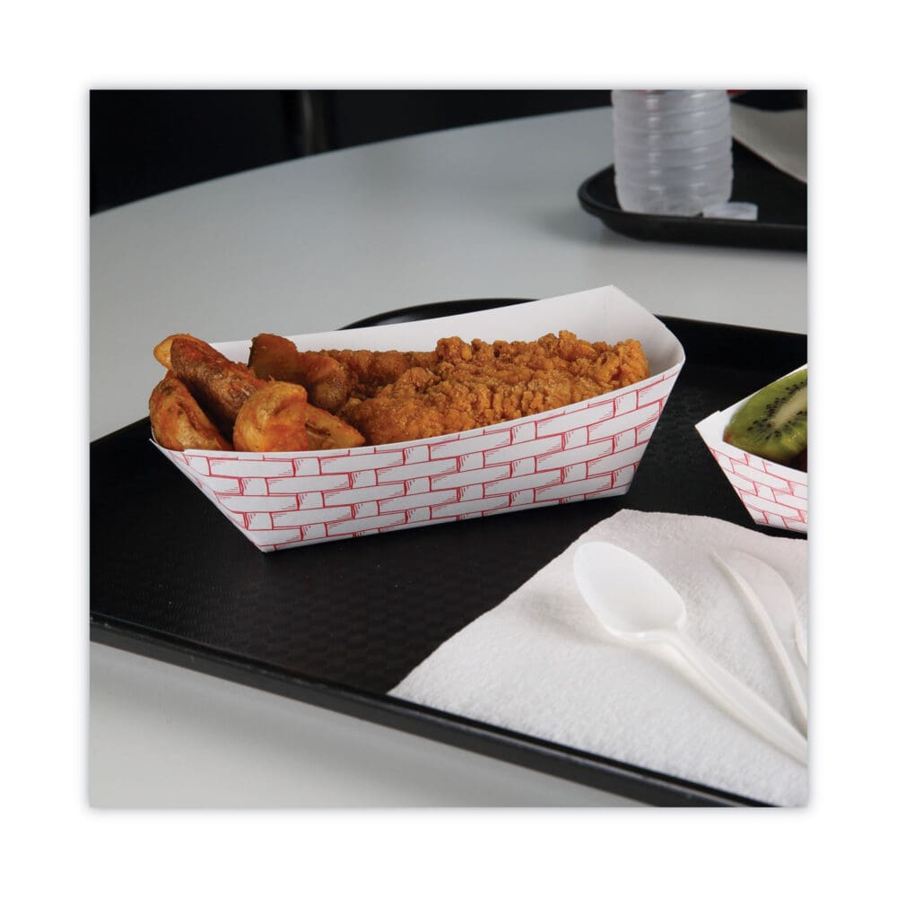 Paper Food Baskets, 3 lb Capacity, Red/White, 500/Carton - Image 3