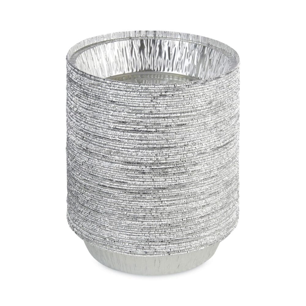 Round Aluminum To-Go Containers, 24 oz, 7" Diameter x 1.47"h, Silver, 500/Carton - Image 7