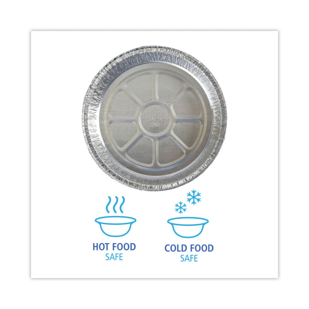 Round Aluminum To-Go Containers, 48 oz, 9" Diameter x 1.66"h, Silver, 500/Carton - Image 5