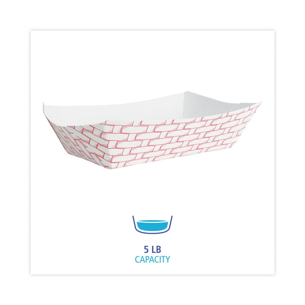 Paper Food Baskets, 5 lb Capacity, Red/White, 500/Carton - Image 8