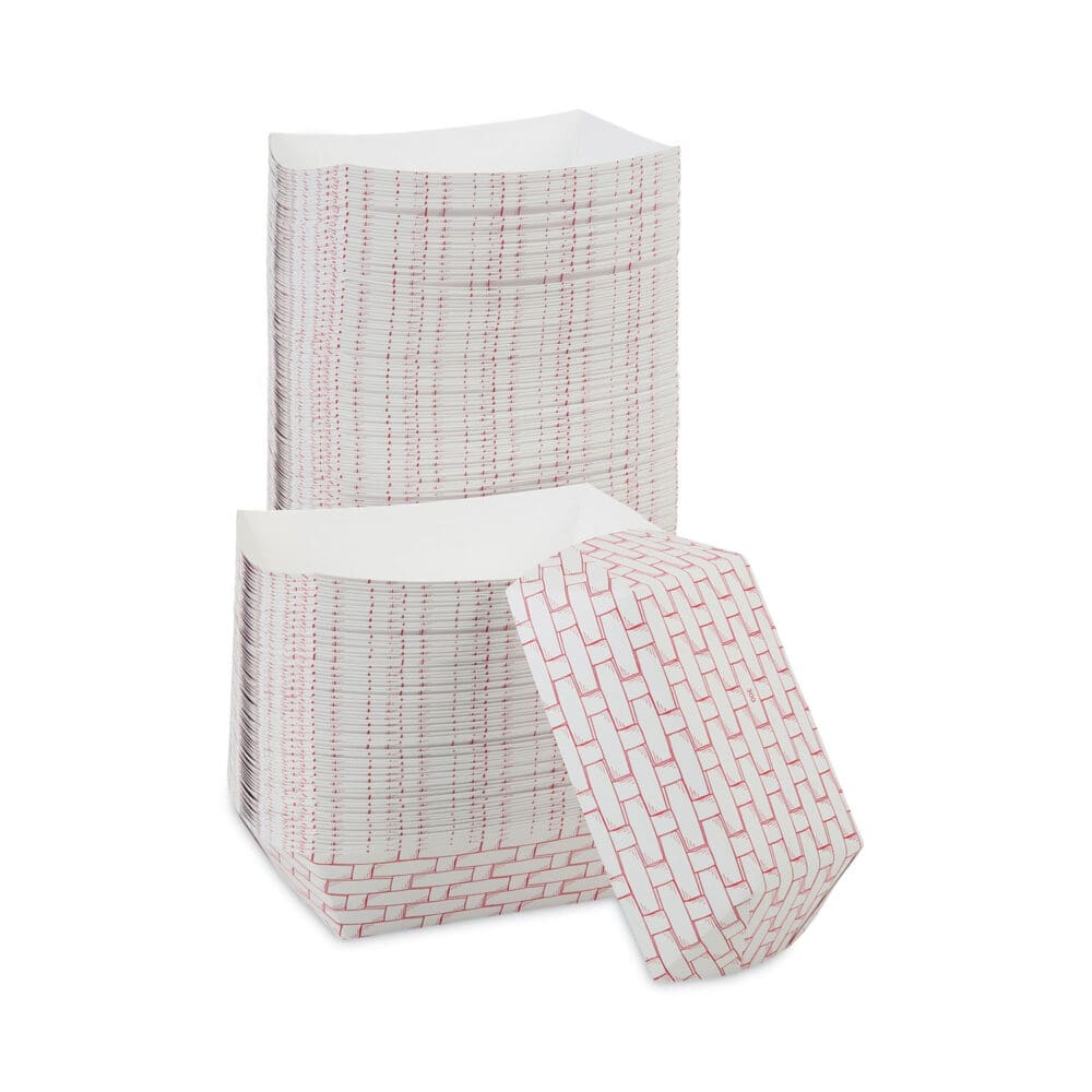 Paper Food Baskets, 3 lb Capacity, Red/White, 500/Carton - Image 4