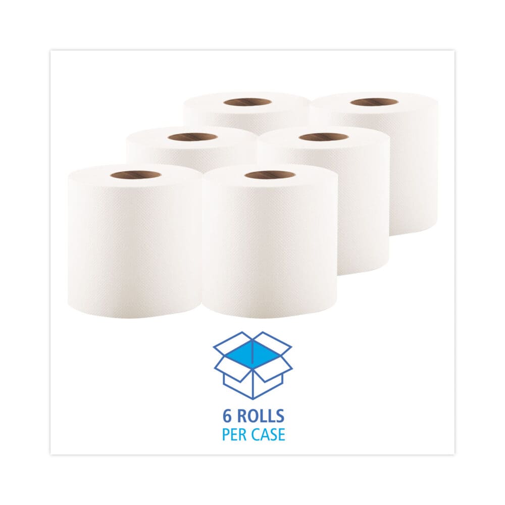 Center-Pull Hand Towels, 2-Ply, Perforated, 7.87 x 10, White, 600/Roll, 6 Rolls/Carton - Image 2